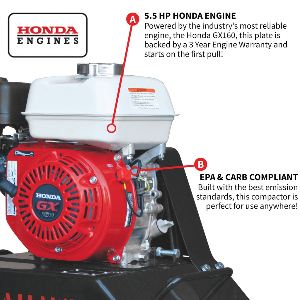 5.5 HP Honda Vibratory Plate Compactor Tamper for Ground, Gravel, Dirt, Asphalt, Compaction