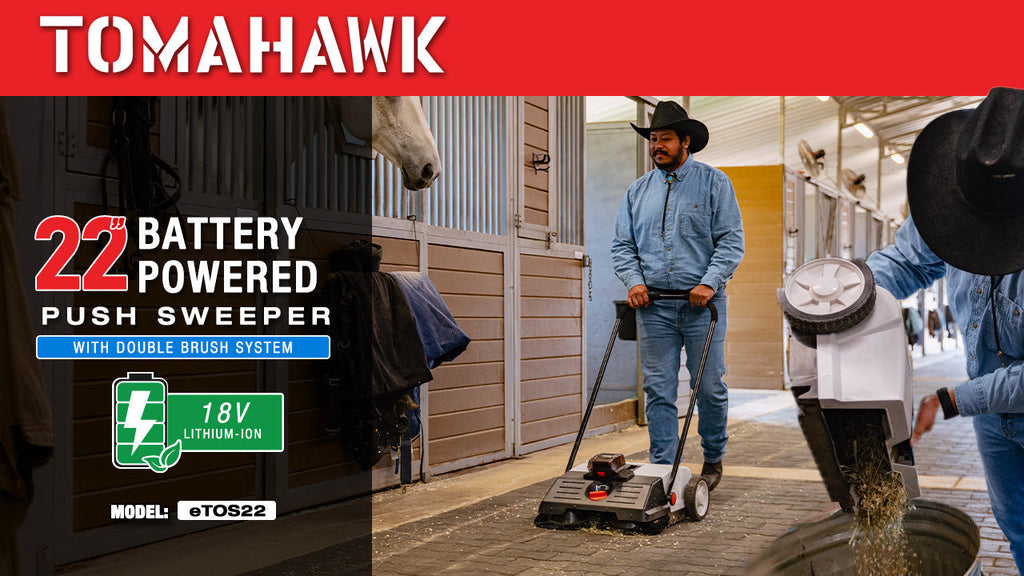 22" Battery Powered Push Sweeper With Double Brush System 18V Lithium-Ion