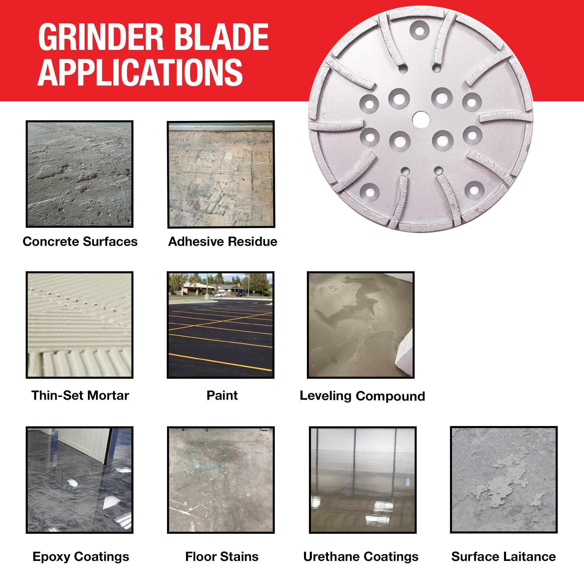 10" Grinding Wheel Diamond 20 Segments Concrete Floor Grinder Disc Blade for Leveling, Coating Removal, and Surface Prep