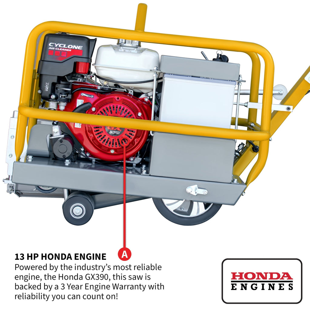 10" Early Entry Green Concrete Saw with 13 HP Honda GX390 Engine