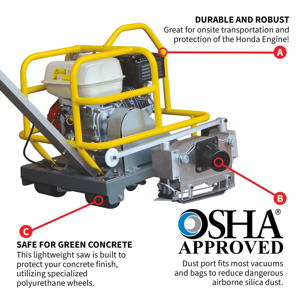 6" Early Entry Green Concrete Saw with 3.5 HP Honda GX120 Engine