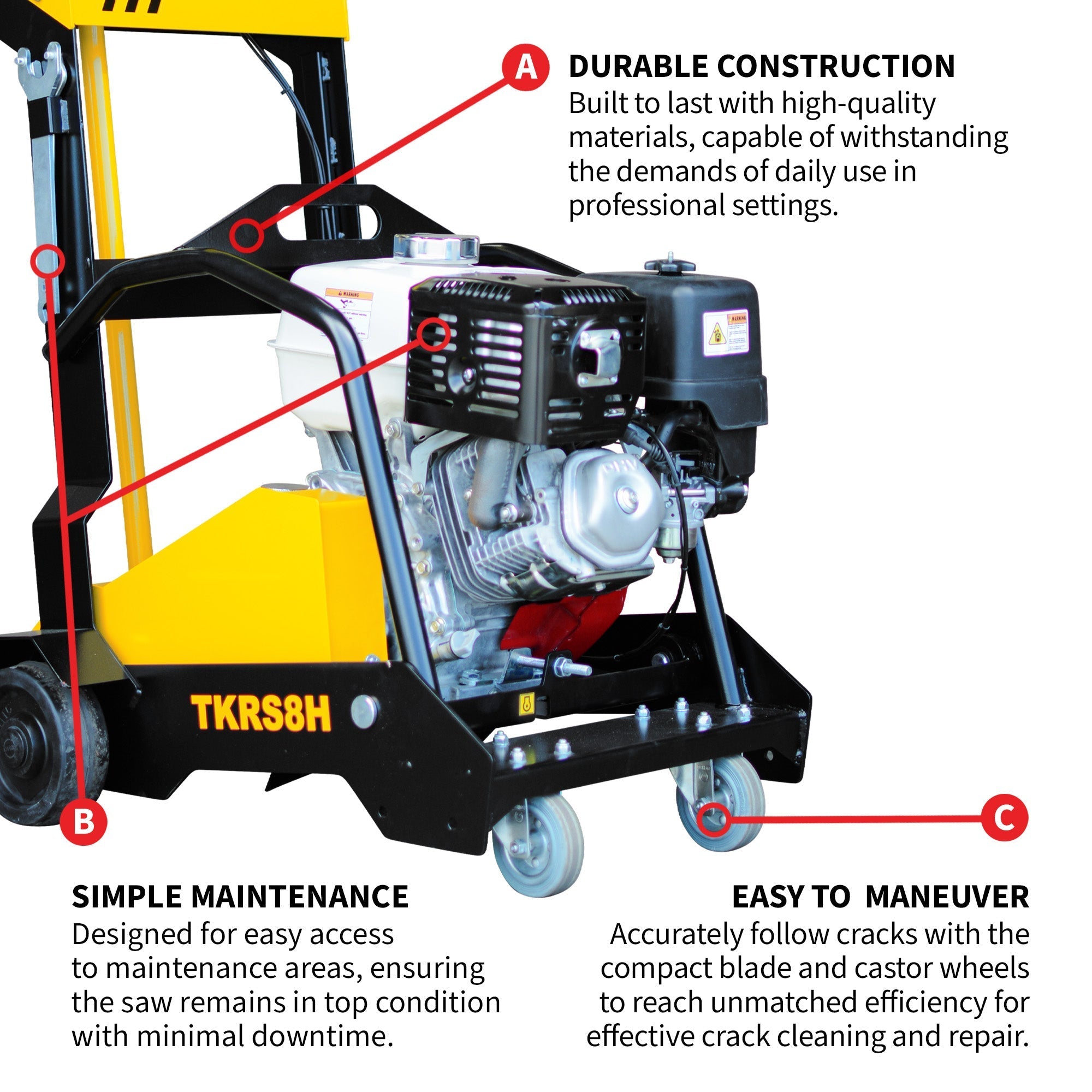 8" Crack Chaser Concrete Repair Saw with 13 HP Honda GX390 Engine