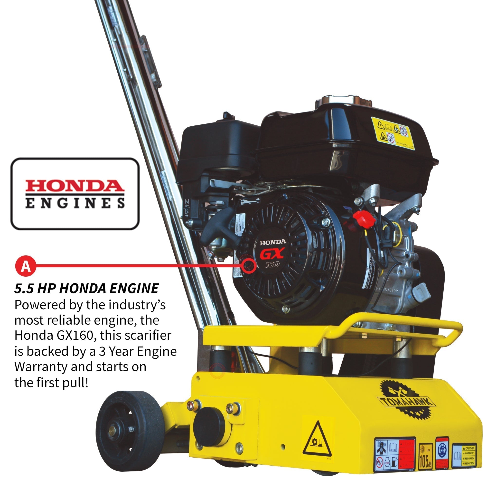 8” Gas Concrete Scarifier Planer Grinder with 5.5 HP Honda Engine & Drum