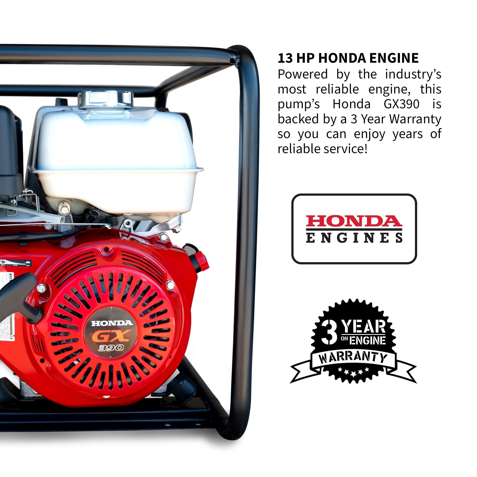 PRE ORDER: 4 Inch Trash Water Pump 423 GPM 13 HP GX390 powered by Honda Portable Utility