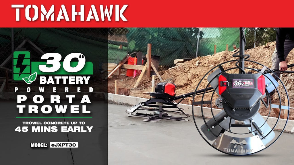 30" Battery-Powered Portable Power Trowel with 18ft Bull Float Handle