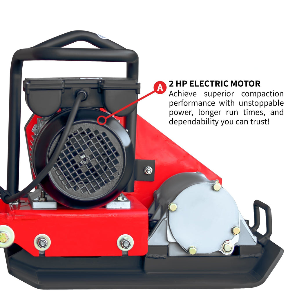 2 HP Electric Vibratory Plate Compactor Tamper for Gravel Soil Compaction