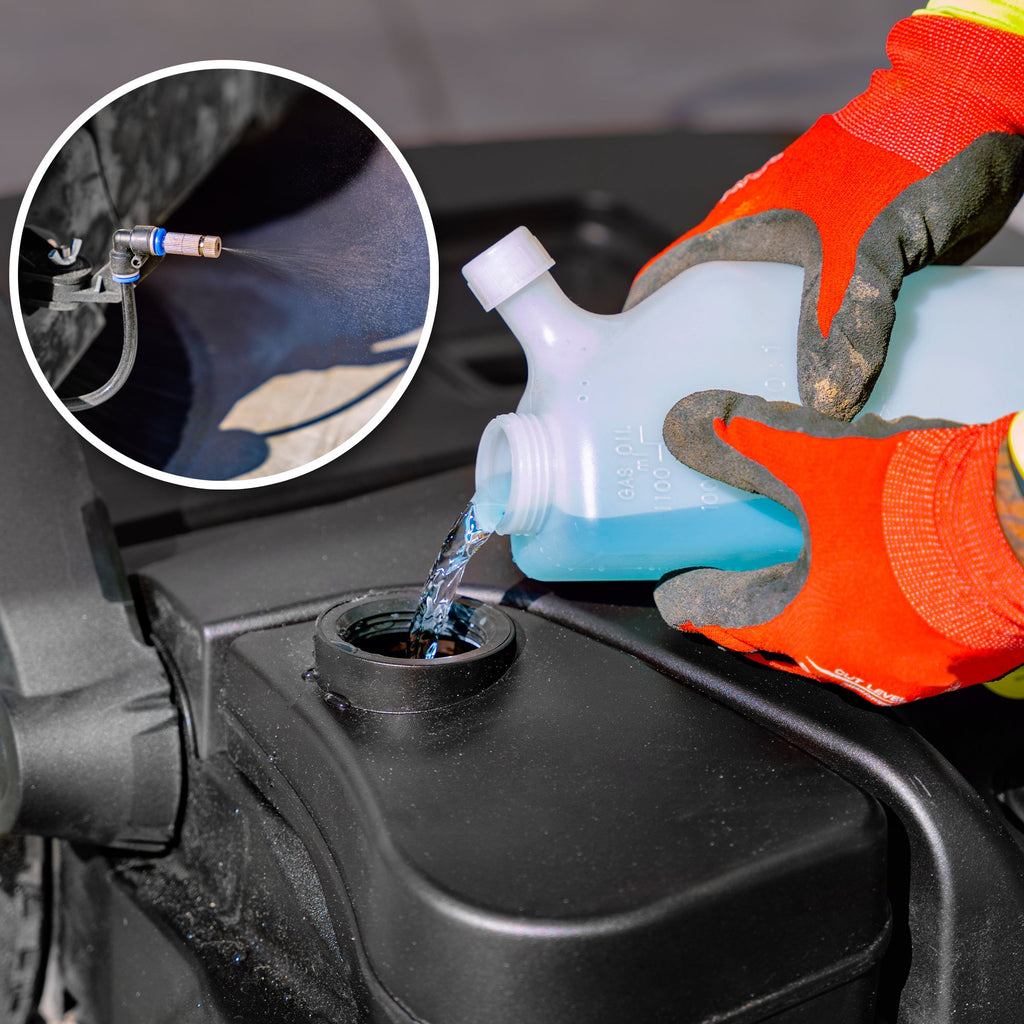 30" Battery Powered Push Sweeper with Triple Power Brooms Electric Drive and Dust Suppression Sprayer