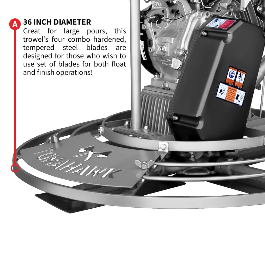 36" Honda Concrete Fast Pitch Power Trowel with 9HP Honda GX270 Finishing Blades Finishing Tool