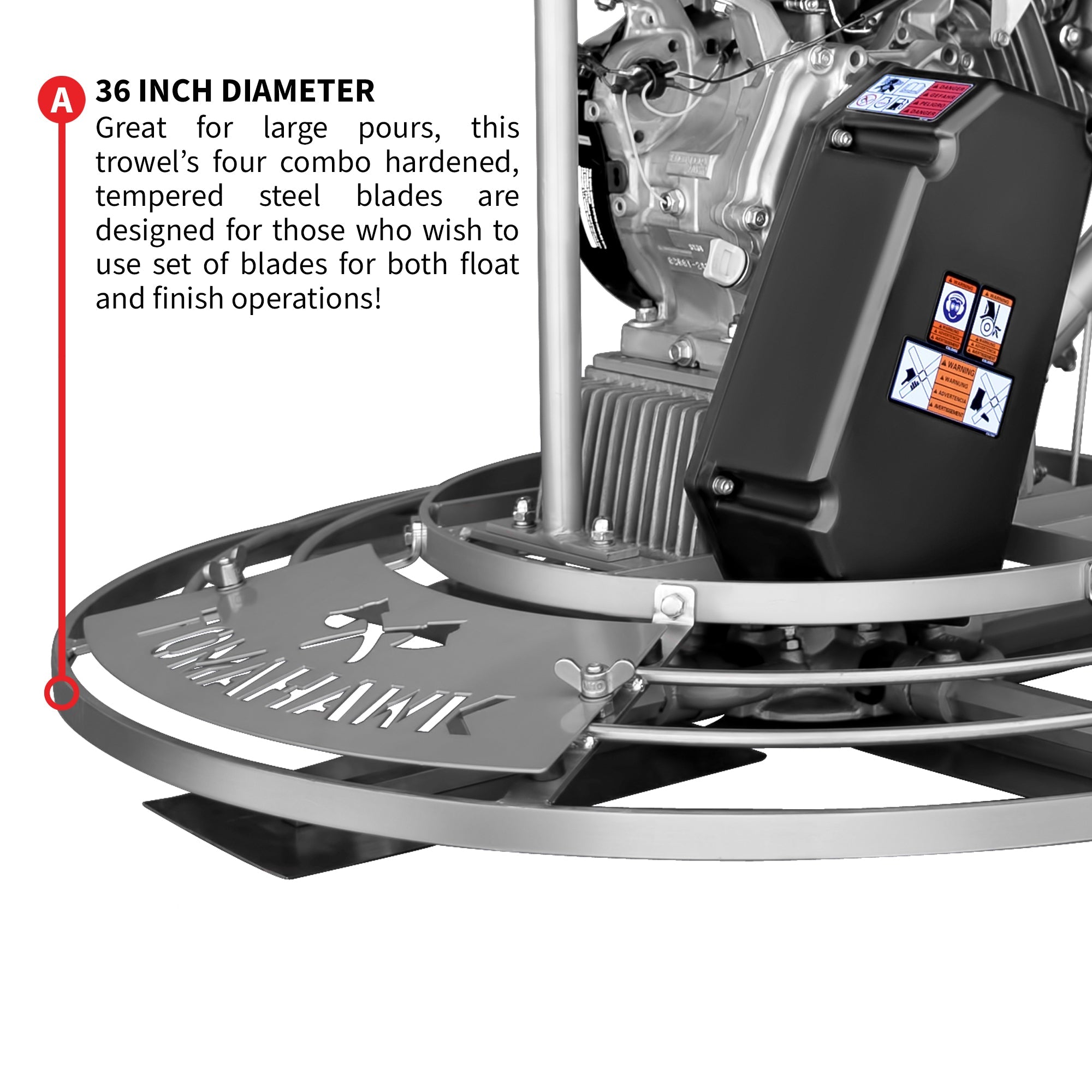 36" Honda Concrete Fast Pitch Power Trowel with 9HP Honda GX270 Finishing Blades Finishing Tool