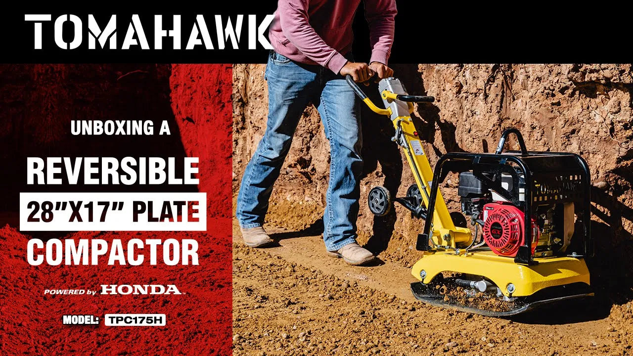 Tomahawk 6.5 HP Honda Reverse Hydraulic Plate Compactor for Soil, Aggregate, Cohesive Compaction