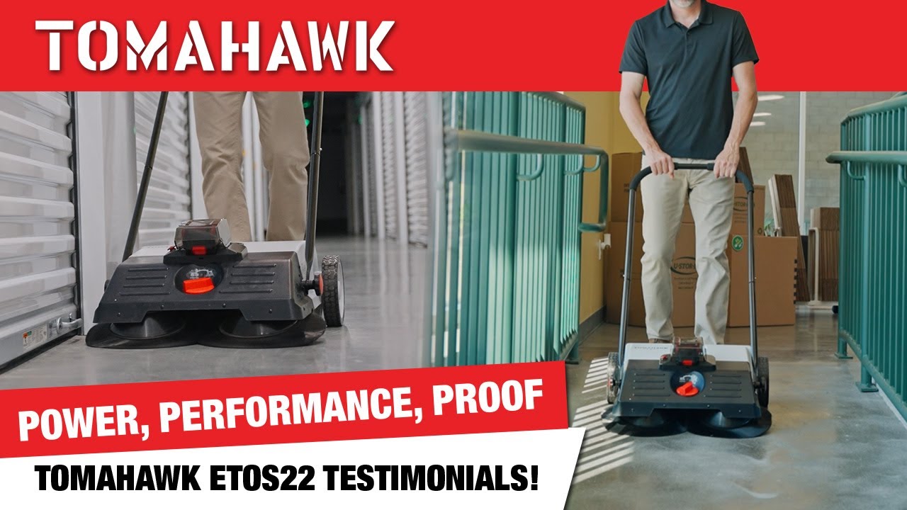 22" Battery Powered Push Sweeper With Double Brush System 18V Lithium-Ion