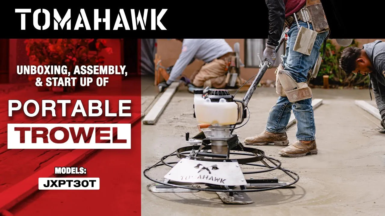 30" Portable Concrete Power Trowel with 18ft Bull Float Handle 37cc Engine