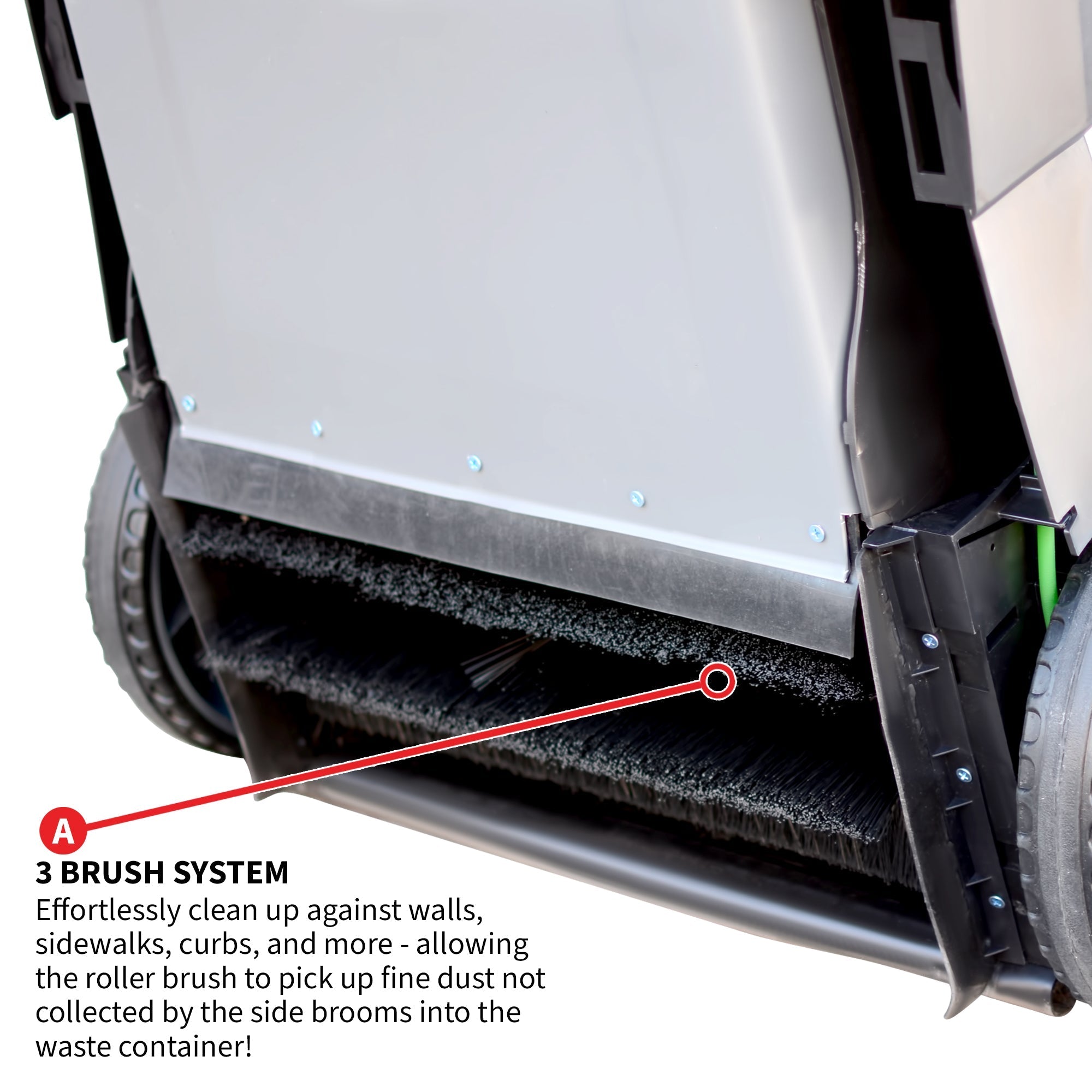 Commercial 38" Push Sweeper with Triple Power Brooms