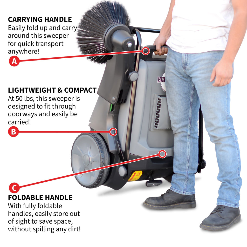 Commercial 38" Push Sweeper with Triple Power Brooms