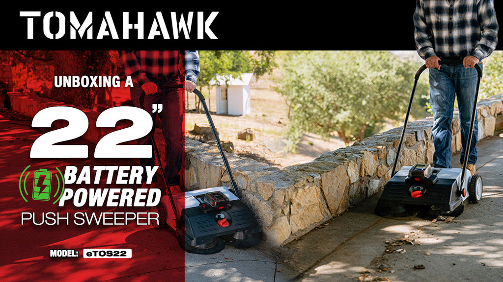 22" Battery Powered Push Sweeper With Double Brush System 18V Lithium-Ion