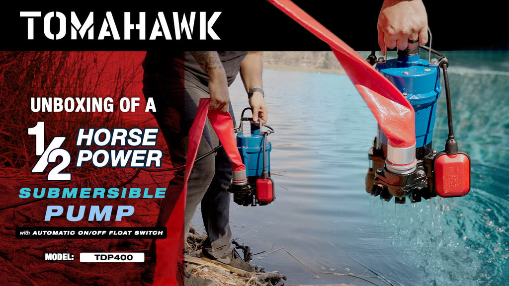 Tomahawk 1/2 HP Submersible Trash Pump, 66 GPM / 3960 GPH, 400W 2" Discharge for Dewatering Flooded Basements, Pools, Irrigation