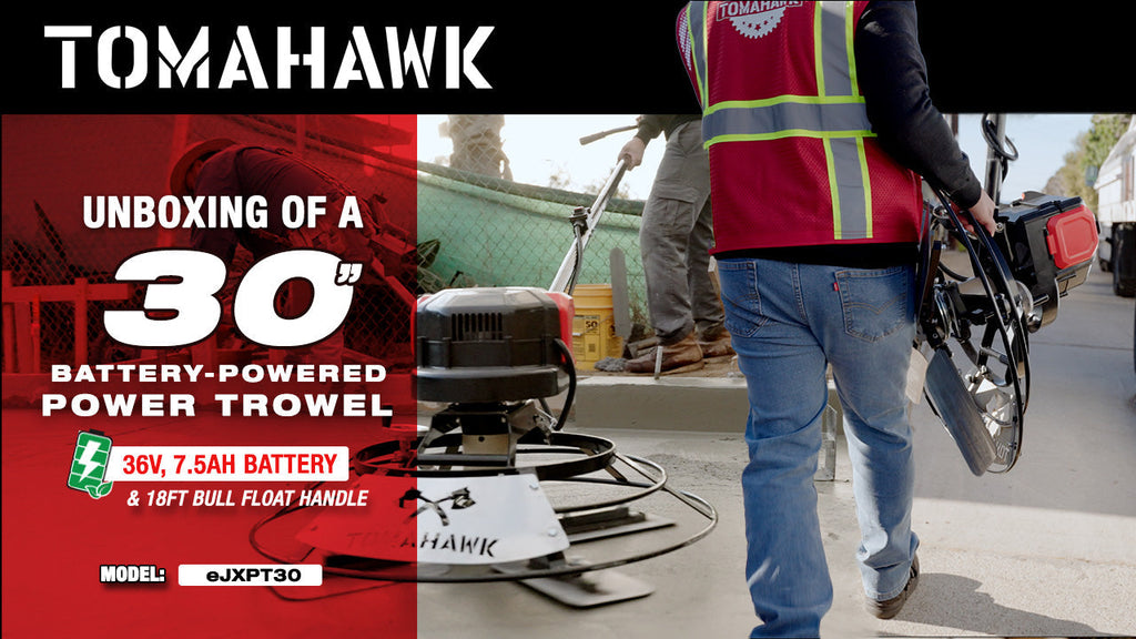 30" Battery-Powered Portable Power Trowel with 18ft Bull Float Handle